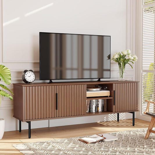 HLR® 66'' Modern TV Stand for 55/60/70 inch TV,Mid Century Entertainment Center