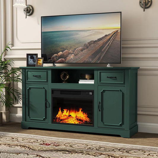 HLR® Fireplace TV Stand for TV up to 65'', Consoles Cabinet with Adjustable Shelves