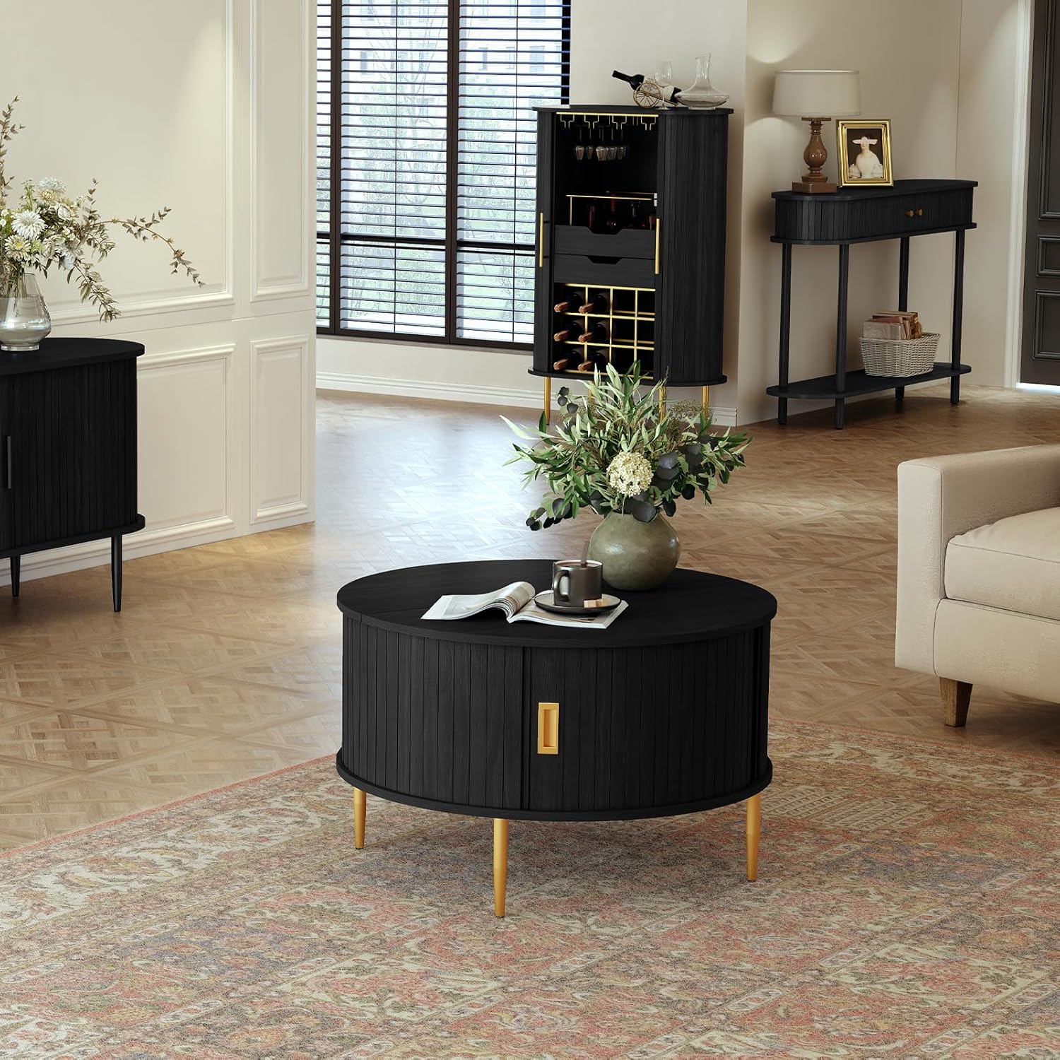 HLR® 31.7" Round Coffee Table with Tambour Door