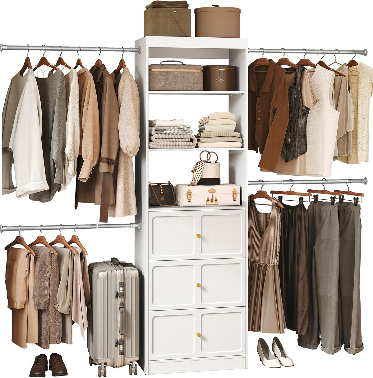 HLR Closet System with 3 Deep Drawers, Modular Closet Organizer Systems