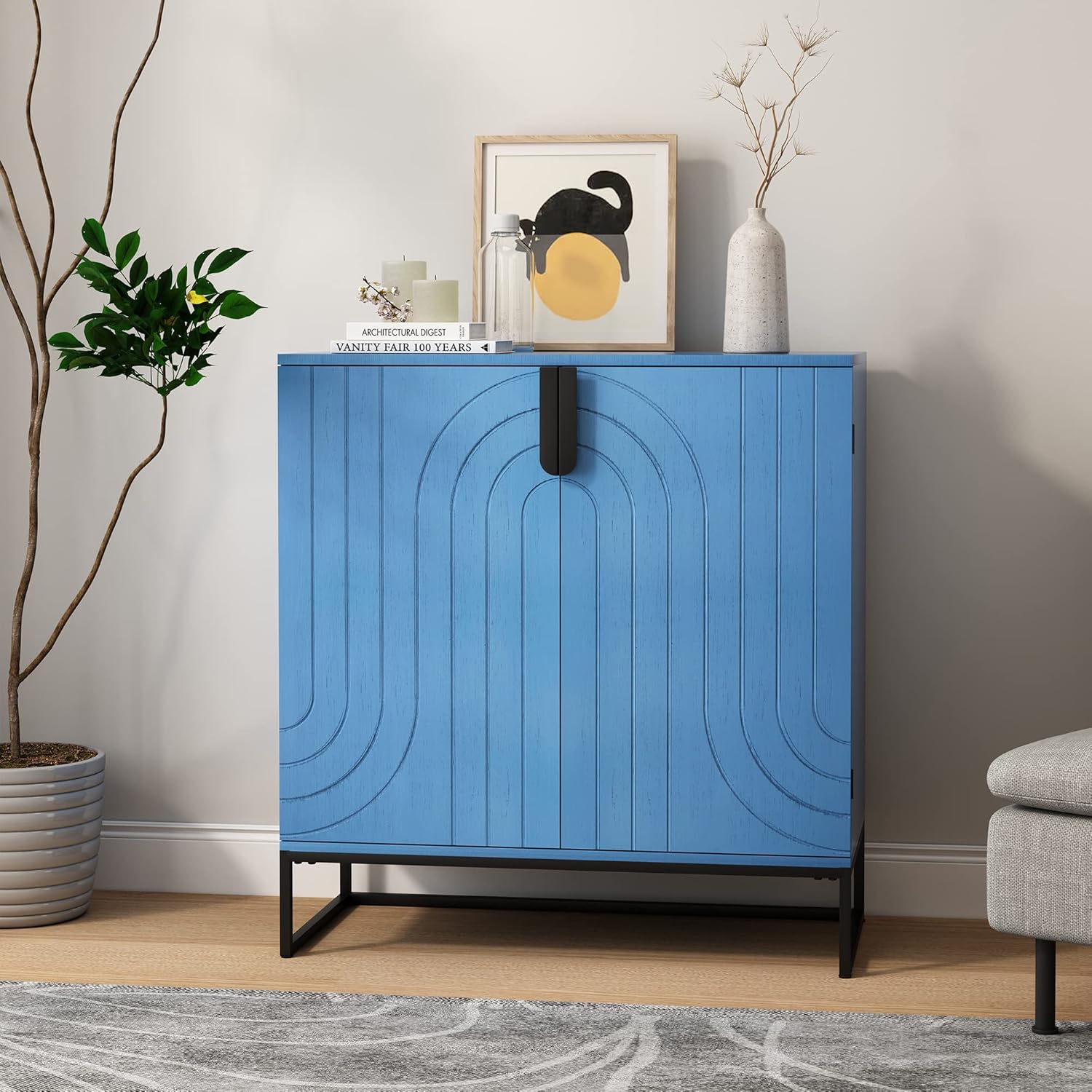HLR® Accent Wood Grain Cabinet with 2 Doors, Storage Cabinet Sideboard