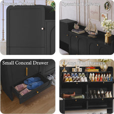 HLR® Modern Shoe Cabinet with 4 Flip Drawers, Large Shoe Storage Cabinet