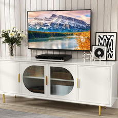 HLR® Modern TV Stand for TVs up to 70+ inch, Glass Door Television Console Table