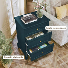 HLR® 20'' Wide 3 Drawers Vintage Nightstands Set of 2, Wood Bedside Tables