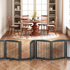 HLR® Freestanding Dog Gate with Door, Pet Gate for Stairs, 80 inch Wide Pet Barrier Indoor