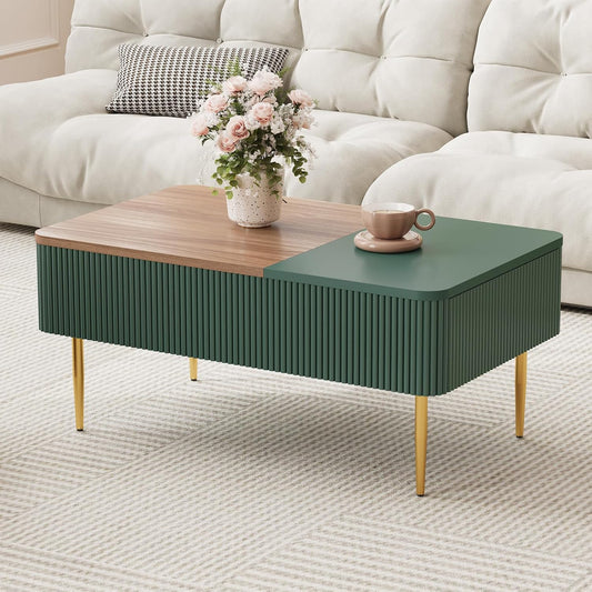 HLR® 39" Lift Top Coffee Table with Hidden Storage Compartment, Modern Rising Wood Dining Center Table