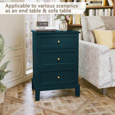 HLR® 20'' Wide 3 Drawers Vintage Nightstands Set of 2, Wood Bedside Tables