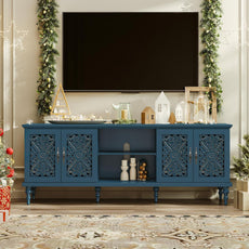 HLR® 67'' Vintage TV Stand with Hollow Carved Doors