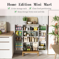 HLR® 45'' Kitchen Pantry Cabinet,Storage Cabinet with Doors and Adjustable Shelves