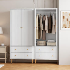 HLR® Armoire Wardrobe Closet with 2 Doors and 2 Drawers, 71'' Tall Modern Wardrobe Storage Cabinet