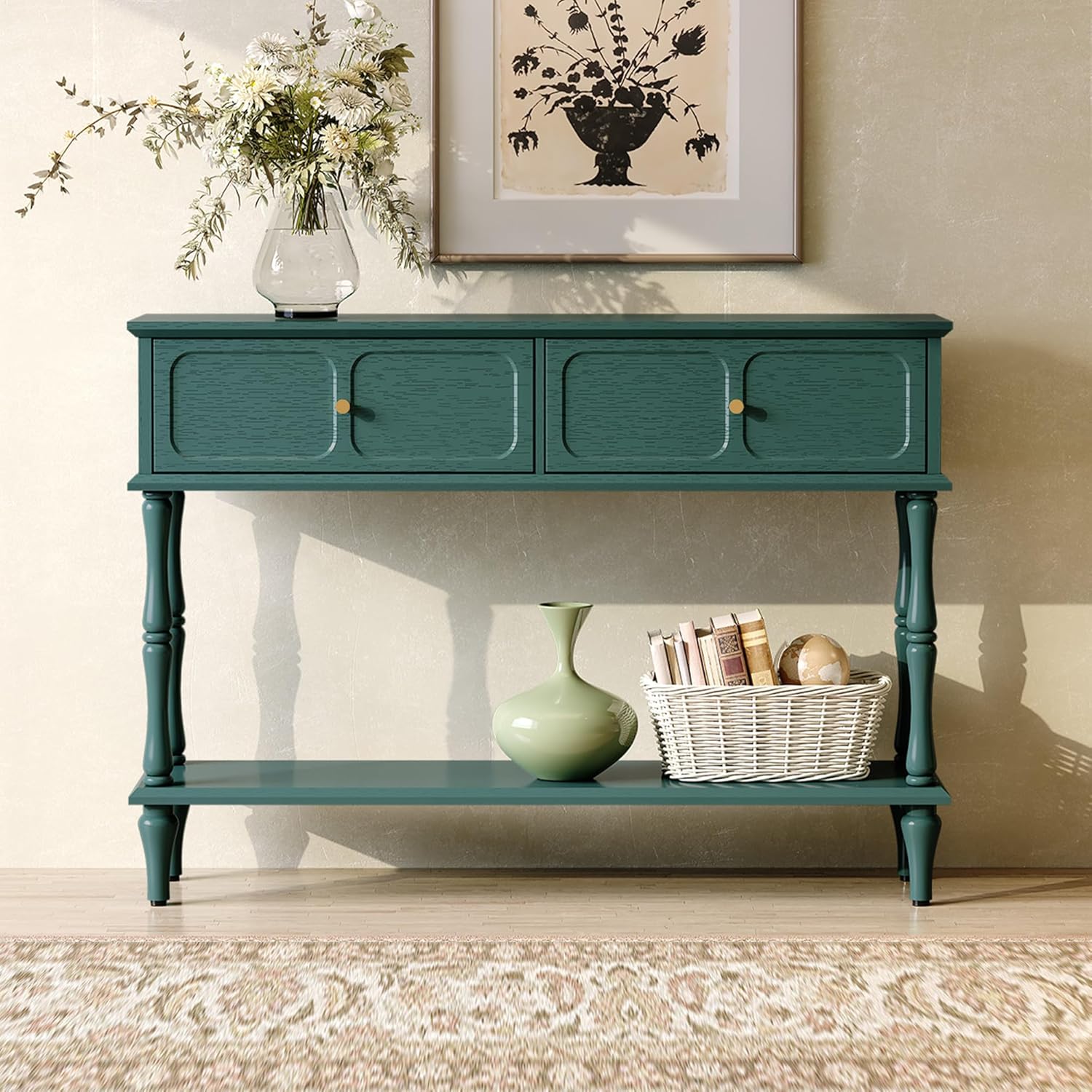 HLR® Mid-Century Console Table for Entryway with 2 Drawers