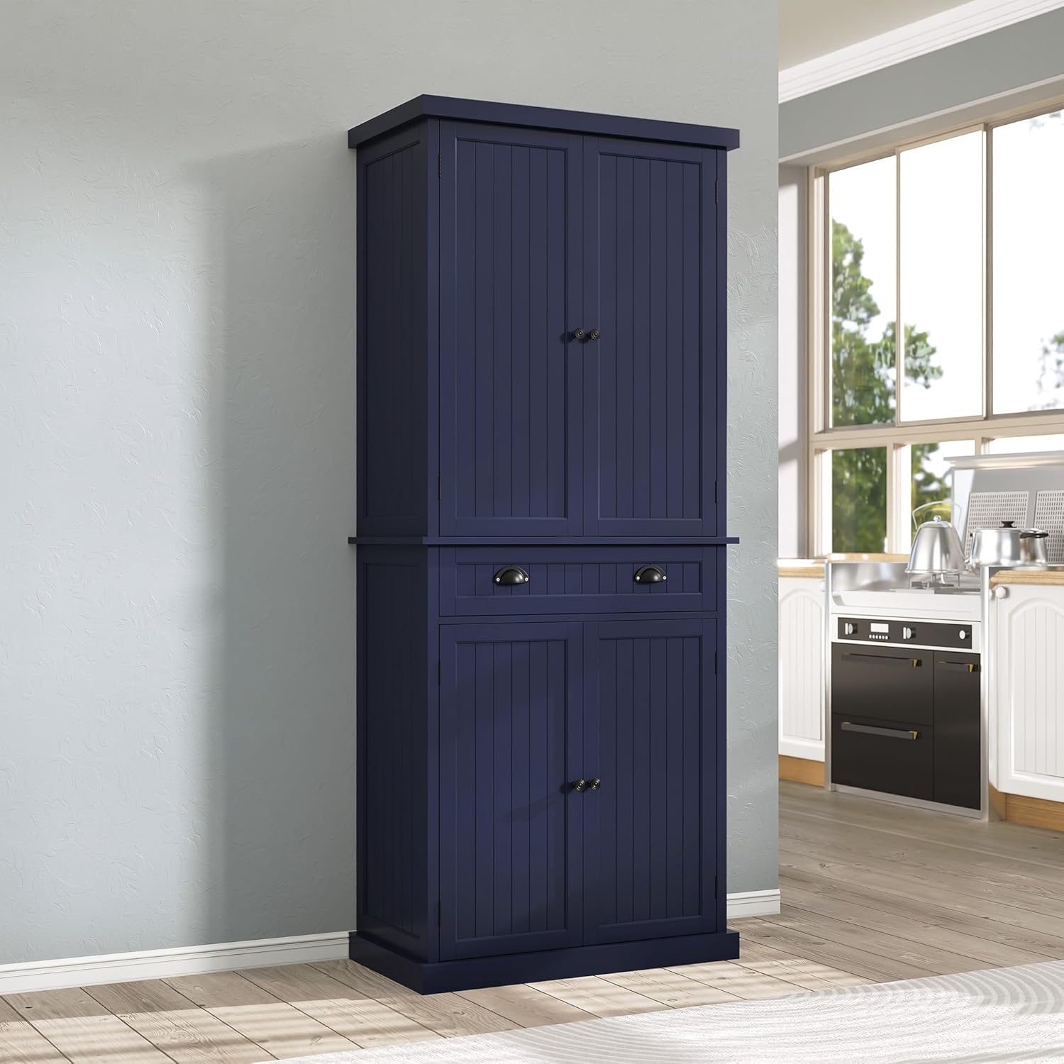 HLR® 72" Tall Kitchen Pantry Storage Cabinet with Drawer and Adjustable Shelves