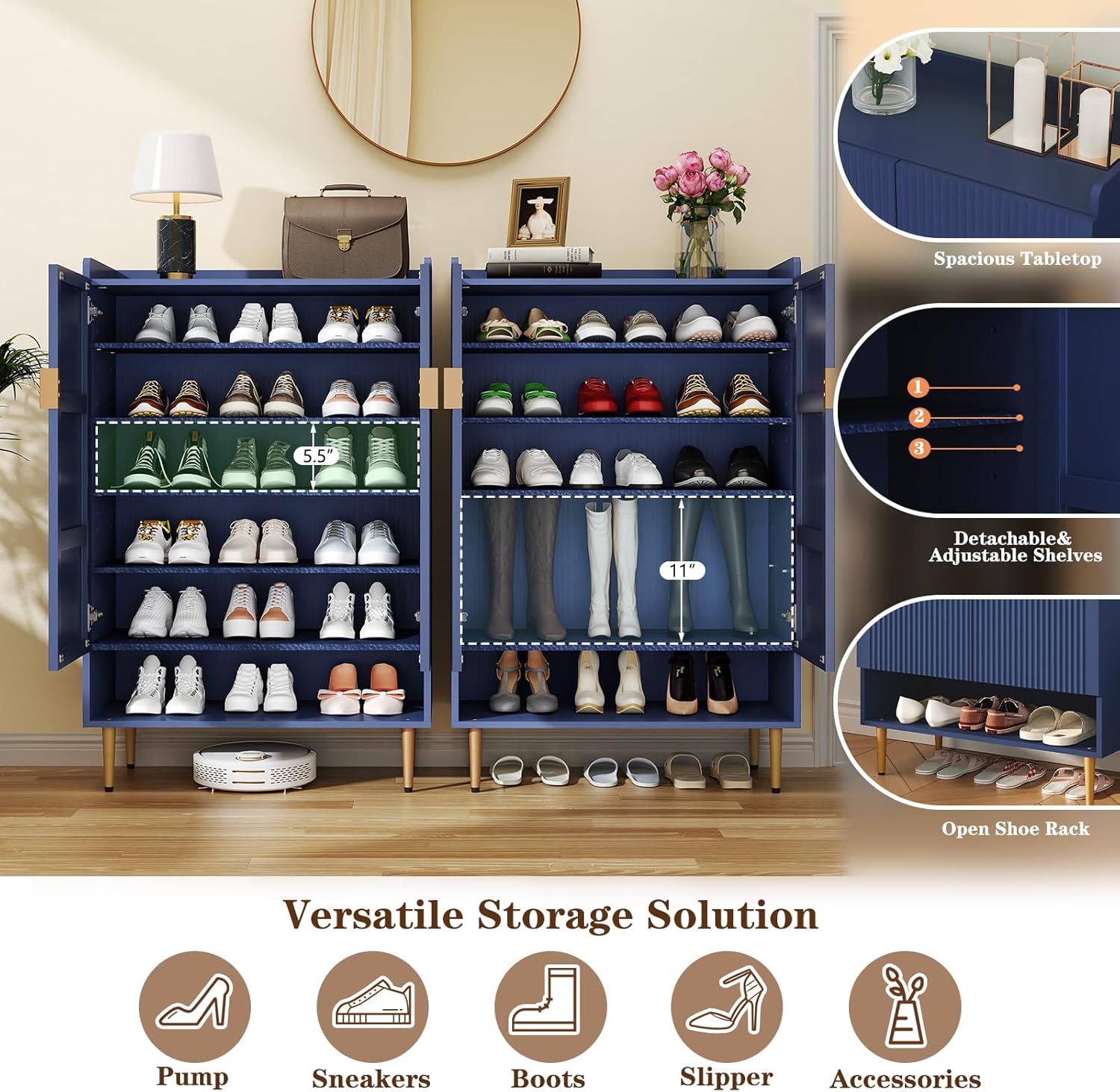 HLR® Modern Shoe Cabinet Storage for Entryway