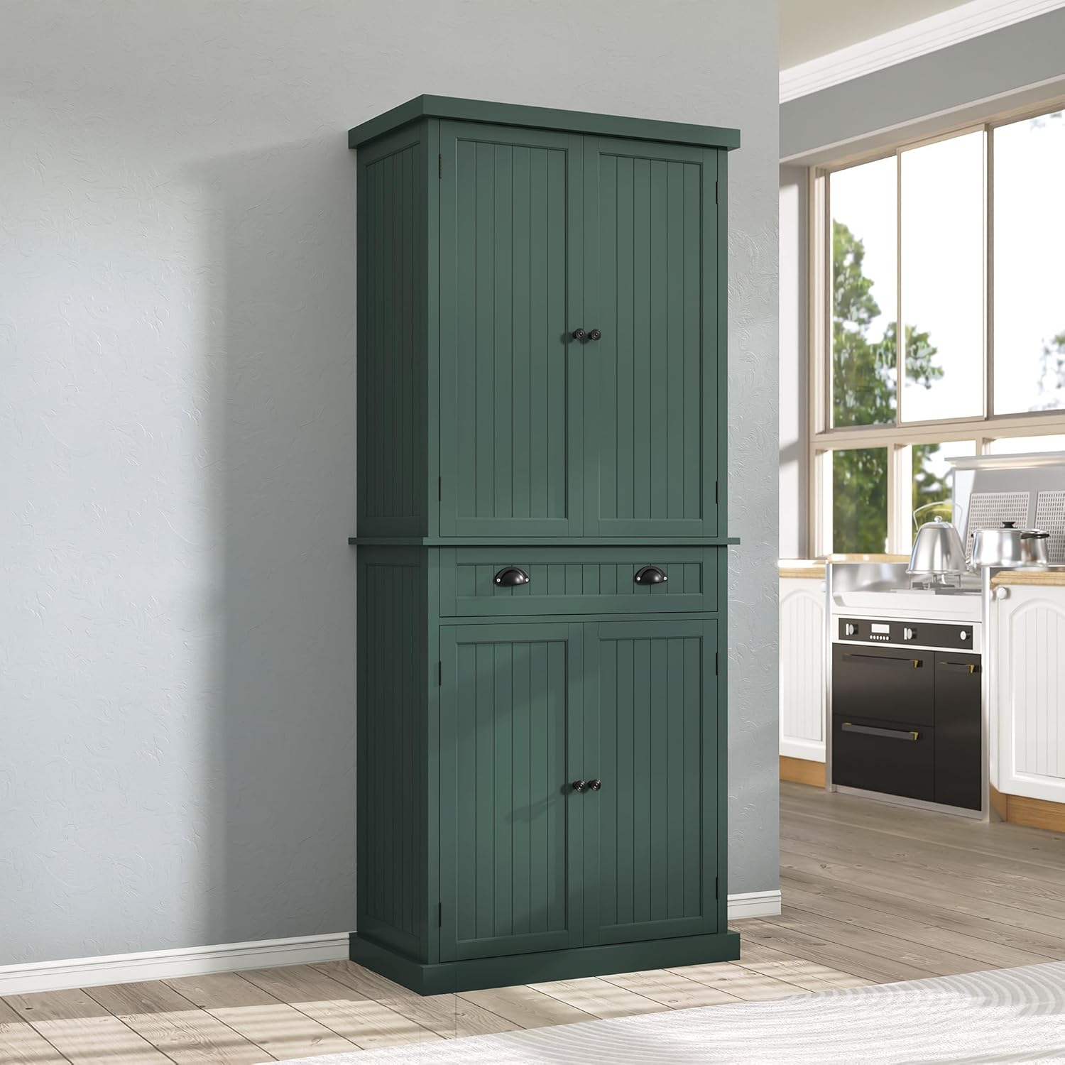 HLR® 72" Tall Kitchen Pantry Storage Cabinet with Drawer and Adjustable Shelves