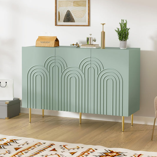 HLR® 47" Accent Cabinet with Cloud Relief, Sideboard Buffet Cabinet with 3 Doors