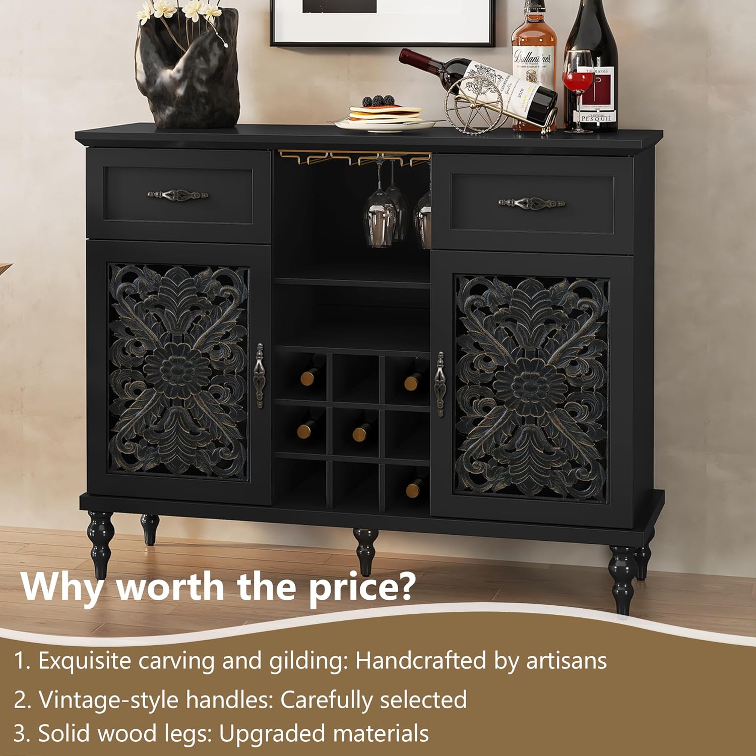 HLR® 47.2" Vintage Wine Bar Cabinet with 2 Door