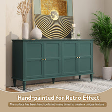 HLR® 58'' Mid-Century Modern Buffet Storage Cabinet with 4 Doors and Adjustable Shelves