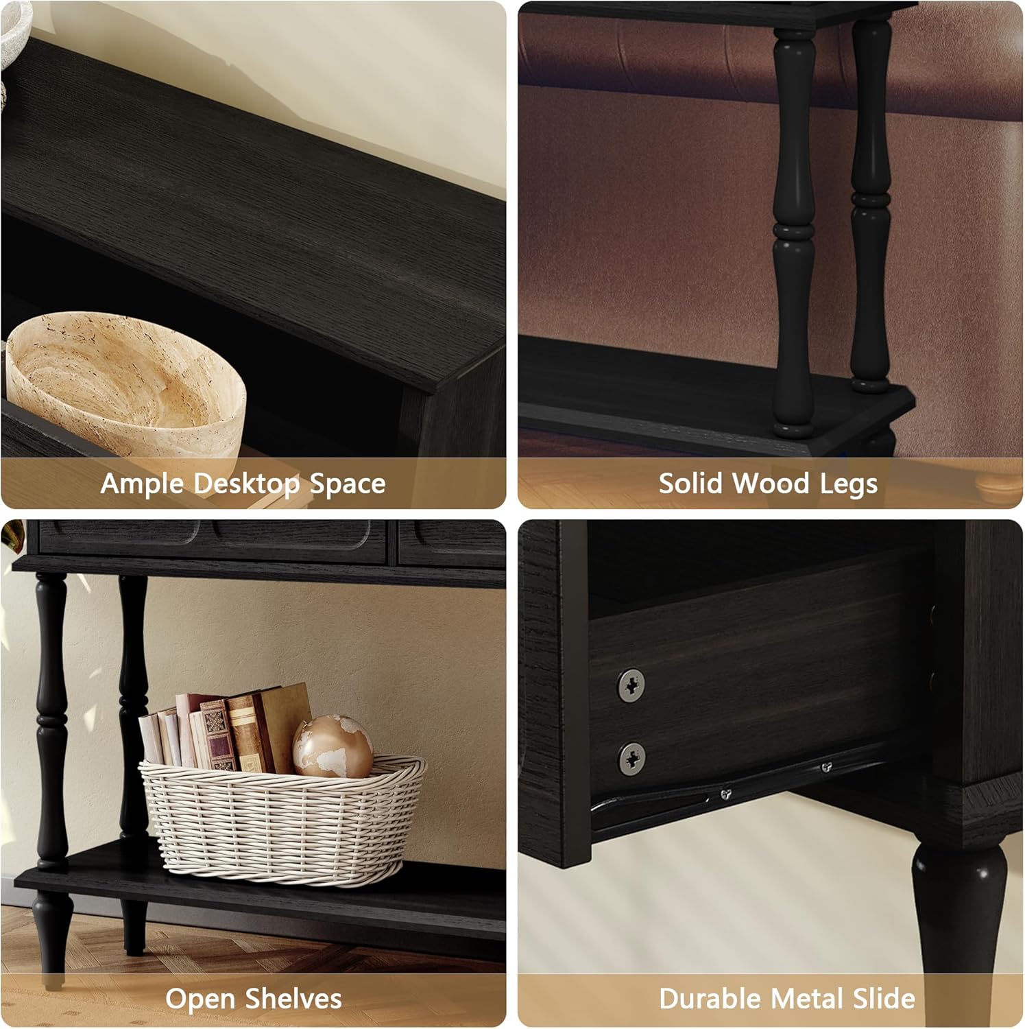 HLR® Mid-Century Console Table for Entryway with 2 Drawers
