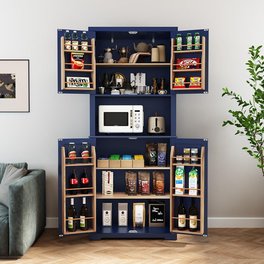 HLR® 72" Kitchen Pantry Storage Cabinet, Freestanding Larder Cupboard, Kitchen Hutch Cabinet