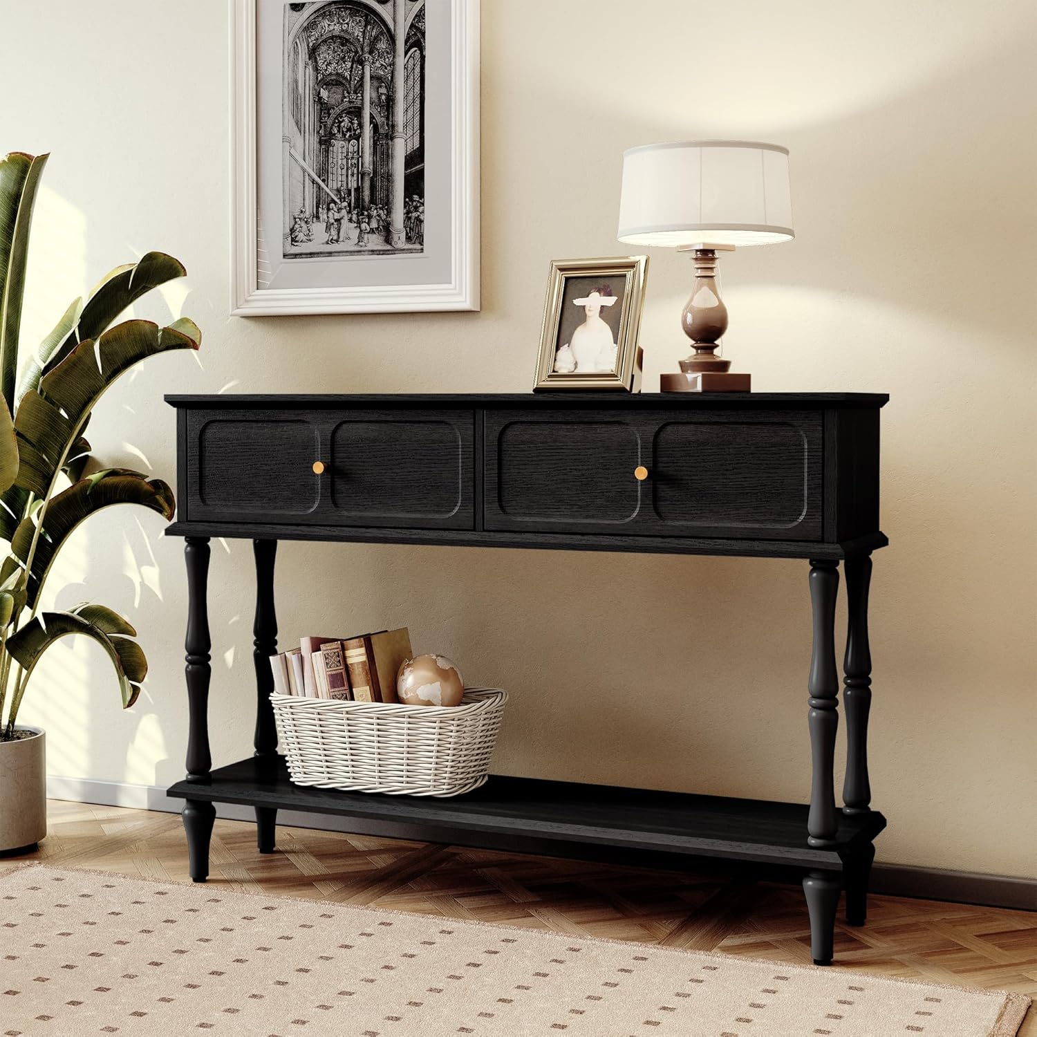 HLR® Mid-Century Console Table for Entryway with 2 Drawers