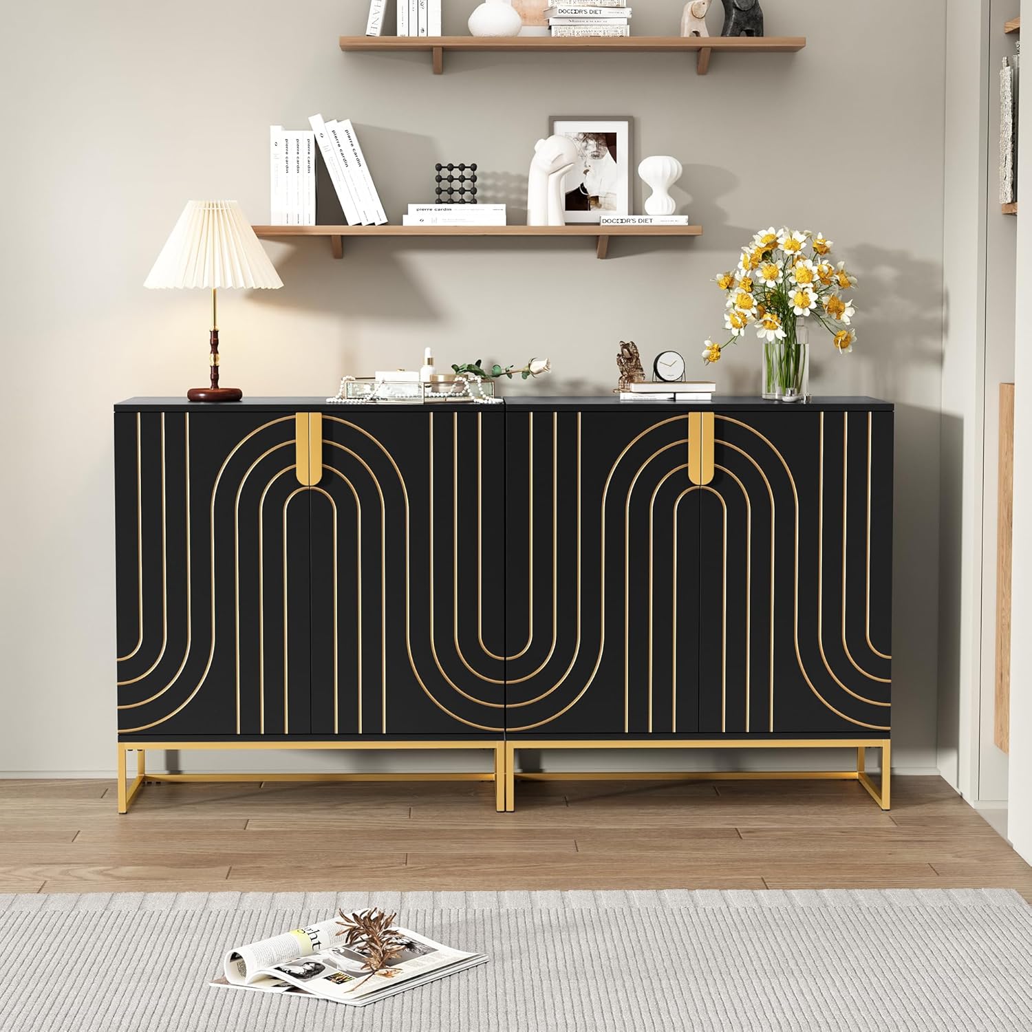 HLR® Accent Wood Grain Cabinet with 2 Doors, Storage Cabinet Sideboard