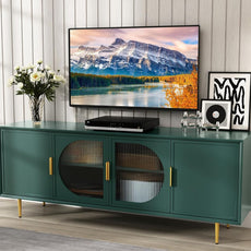 HLR® Modern TV Stand for TVs up to 70+ inch, Glass Door Television Console Table