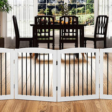 HLR® Freestanding Pet Gate for Dogs, Foldable Wooden Dog Gate, Indoor Pet Barrier for Stairs