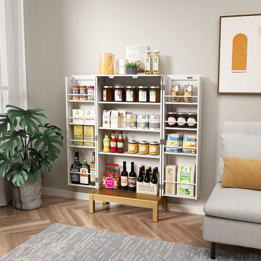 HLR® 45'' Kitchen Pantry Cabinet,Storage Cabinet with Doors and Adjustable Shelves