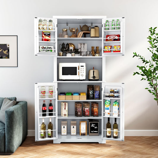 HLR® 72" Kitchen Pantry Storage Cabinet, Freestanding Larder Cupboard, Kitchen Hutch Cabinet