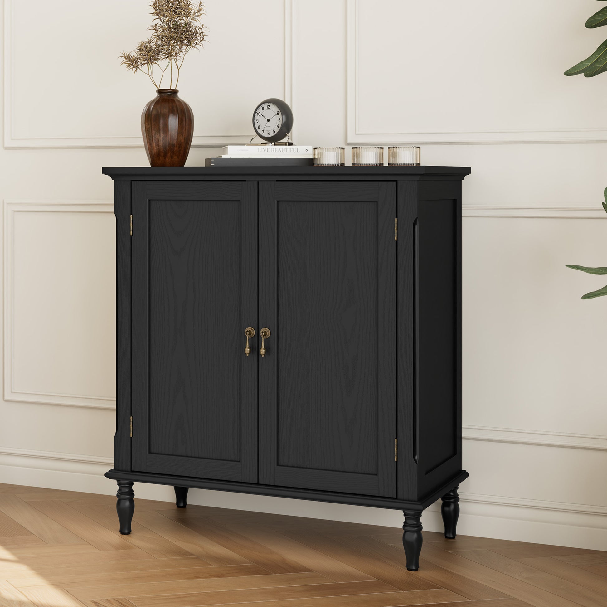 CBJCBJ Retro 34" Sideboard Buffet Cabinet with Storage, Accent Cabinet for Dining Room, Living Room,Black
