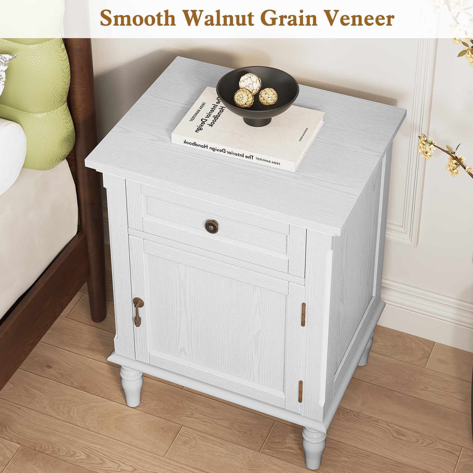 HLR® 25"H Nightstands Set of 2, Modern Retro Bedside Table with Drawer, End Table for Bedroom