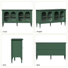 HLR 58'' Large Sideboard Buffet Cabinet with Storage, 4 Glass Modern Credenza Table for Kitchen, Green