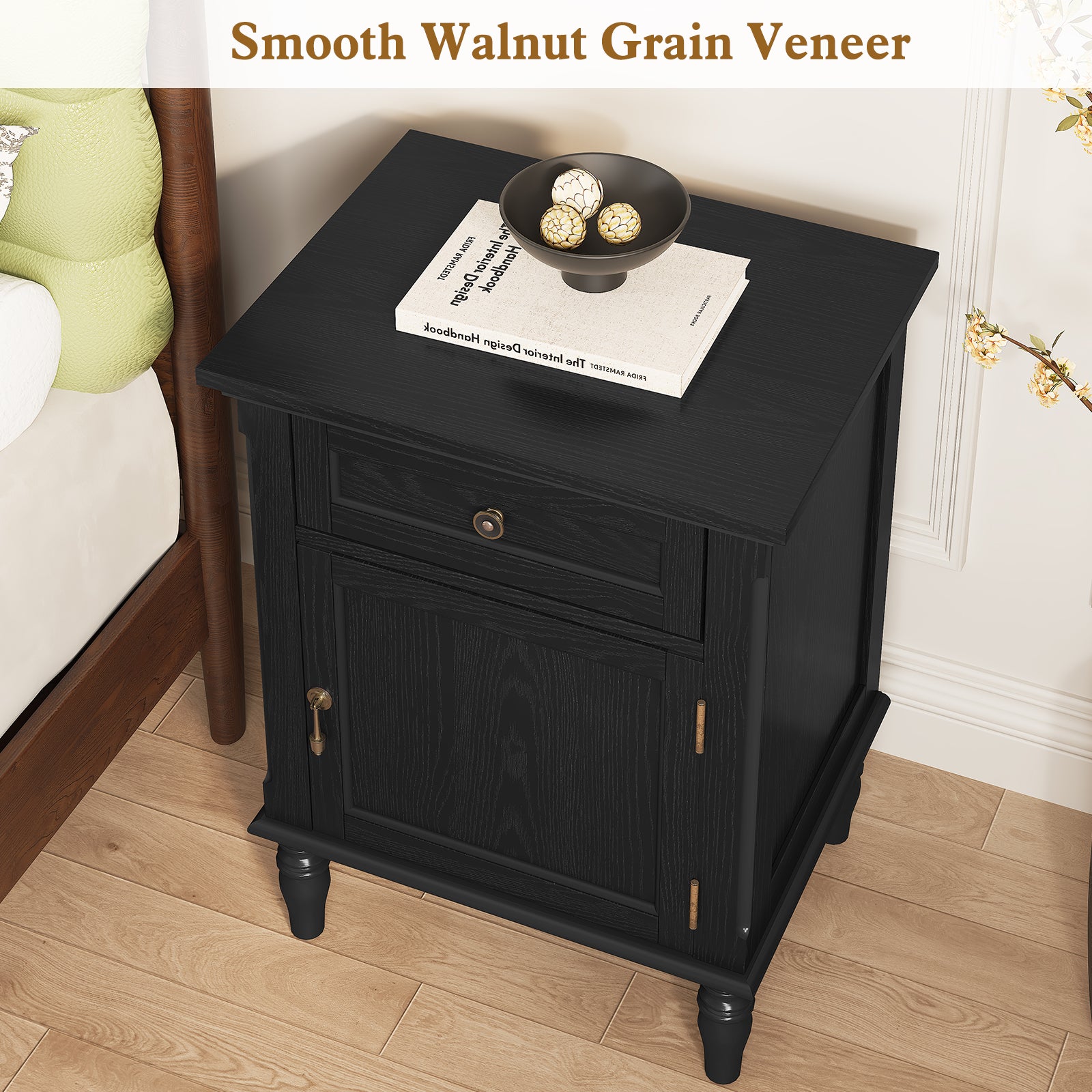 HLR® 25"H Nightstands Set of 2, Modern Retro Bedside Table with Drawer, End Table for Bedroom