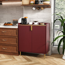 CBJCBJ Modern Wine Cabinet, Home Bar Cabinet with Storage Drawers and Wine Rack, Kitchen Sideboard,Red
