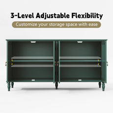 CBJCBJ 58" Retro Sideboard Buffet Cabinet with Storage, Accent Cabinet for Kitchen, Living Room,Green