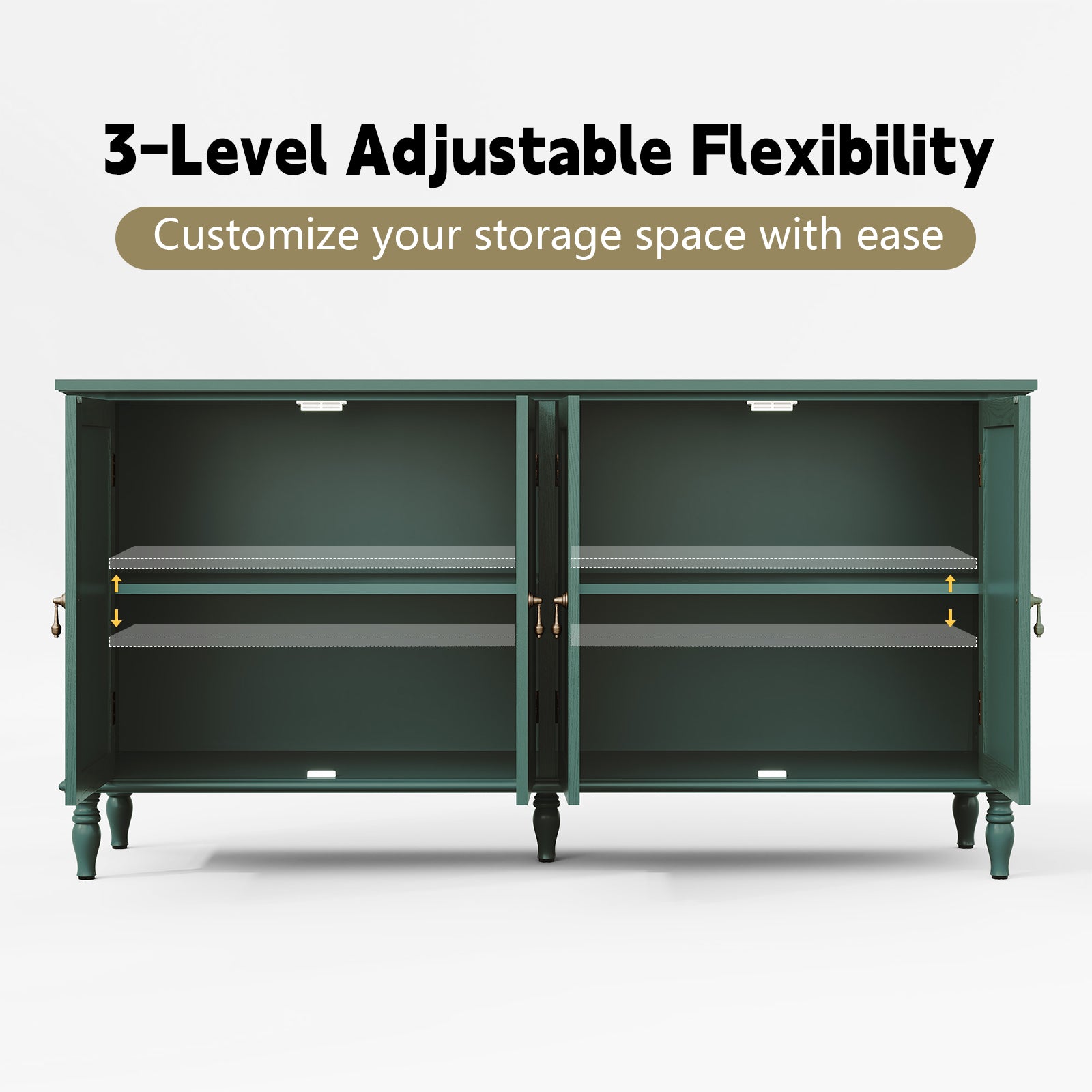 CBJCBJ 58" Retro Sideboard Buffet Cabinet with Storage, Accent Cabinet for Kitchen, Living Room,Green
