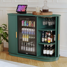 CBJCBJ Modern 53" Wine Cabinet with Socket and Refrigerator space, Bar Cabinet for Dining Room,Brown