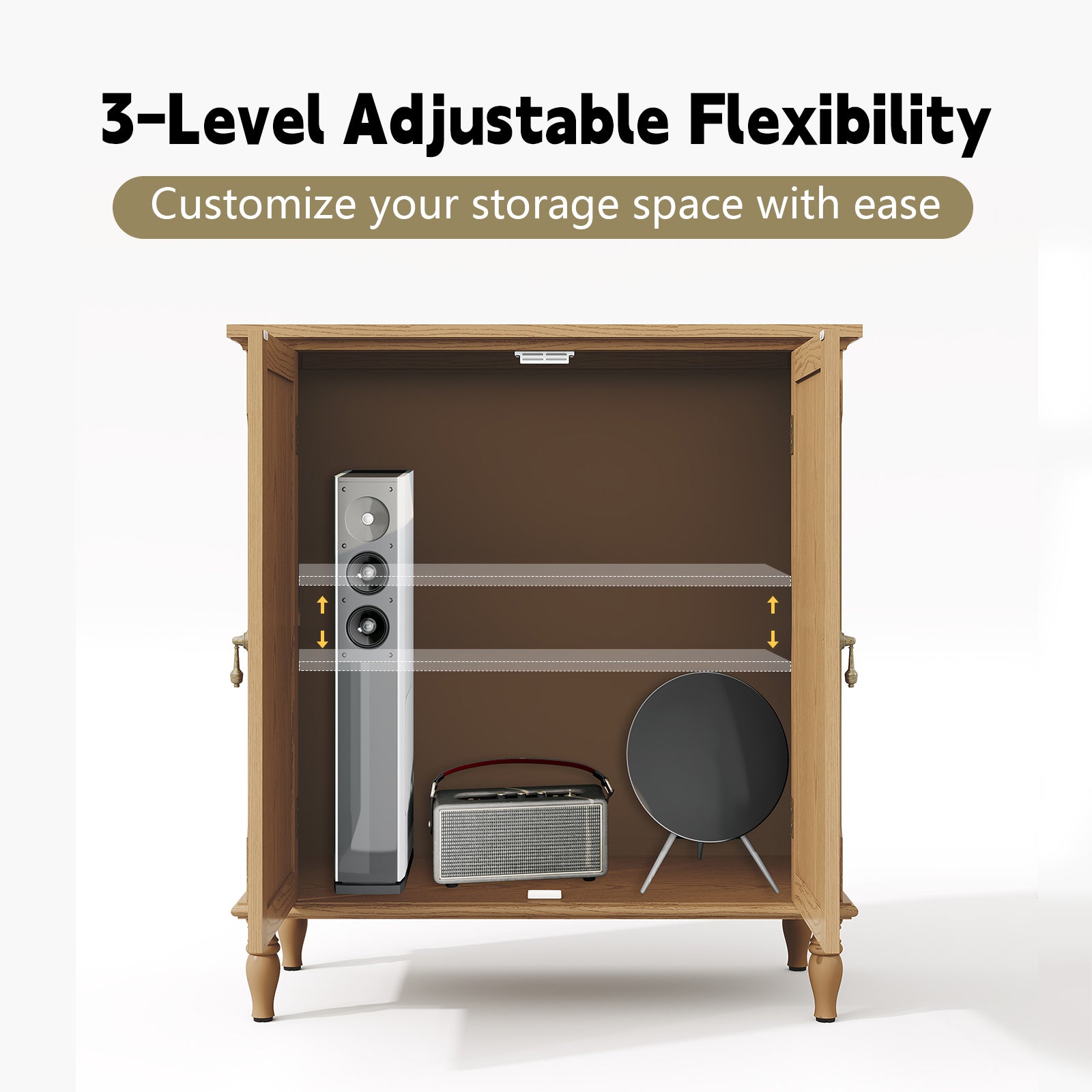 HLR 31.5'' Large Sideboard Buffet Cabinet with Storage, 2 Doors Modern Credenza Table for Living Room, Brown