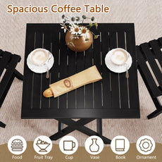 HLR 3-Piece Folding Bistro Table and Chairs Set, Outdoor Patio Solid Wood Furniture Sets with Table Outdoor Garden, Black