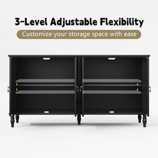 CBJCBJ 58" Retro Sideboard Buffet Cabinet with Storage, Accent Cabinet for Kitchen, Living Room,Black