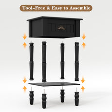 HLR 26"H Modern Nightstand with Drawer, Minimal Assembly Wood End Table for Bedroom，Black