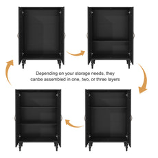 HLR Buffet Cabinet with Storage Accent Sideboard, Modern Hollow 2 Doors Credenza for Dining Room, Black