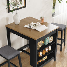 HLR Farmhouse Black Dining Table for 2 with Seasoning Rack, Kitchen Dining Room Table for Small Space(Apartment)