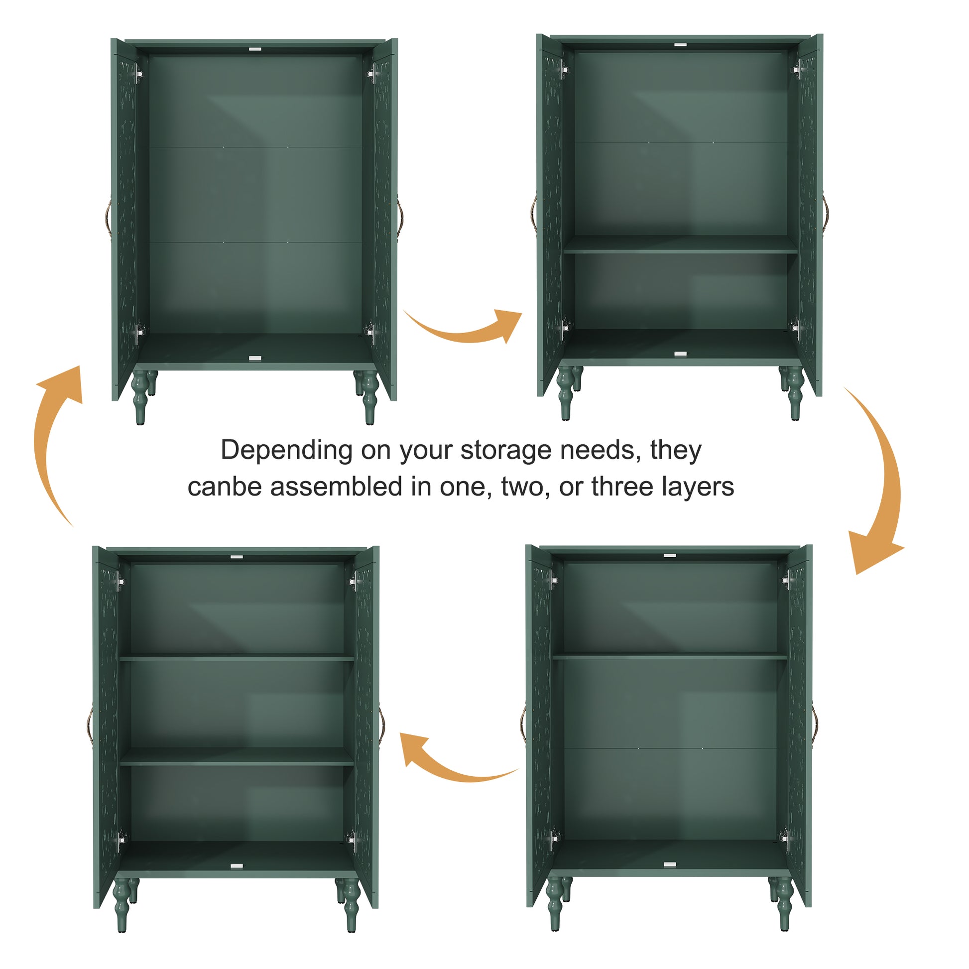 HLR Buffet Cabinet with Storage Accent Sideboard, Modern Hollow 2 Doors Credenza for Dining Room, Green