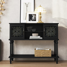 CBJCBJ 42'' Modern Retro Console Table, Entryway Table with Open Storage Shelf , for Living Room,Black