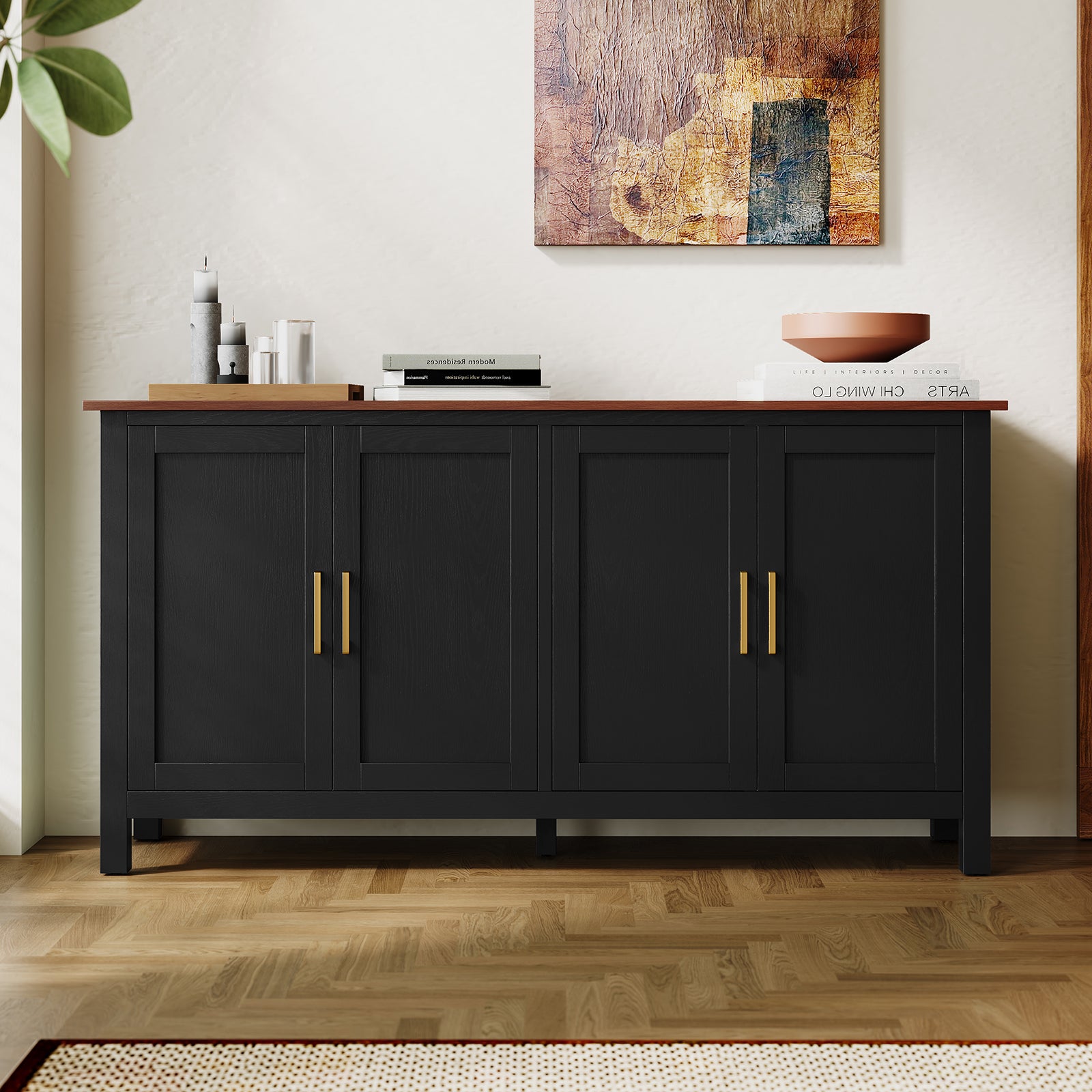 CBJCBJ 58” Modern Sideboard Buffet Cabinet, Living Room Accent Cabinet with Storage, for Kitchen