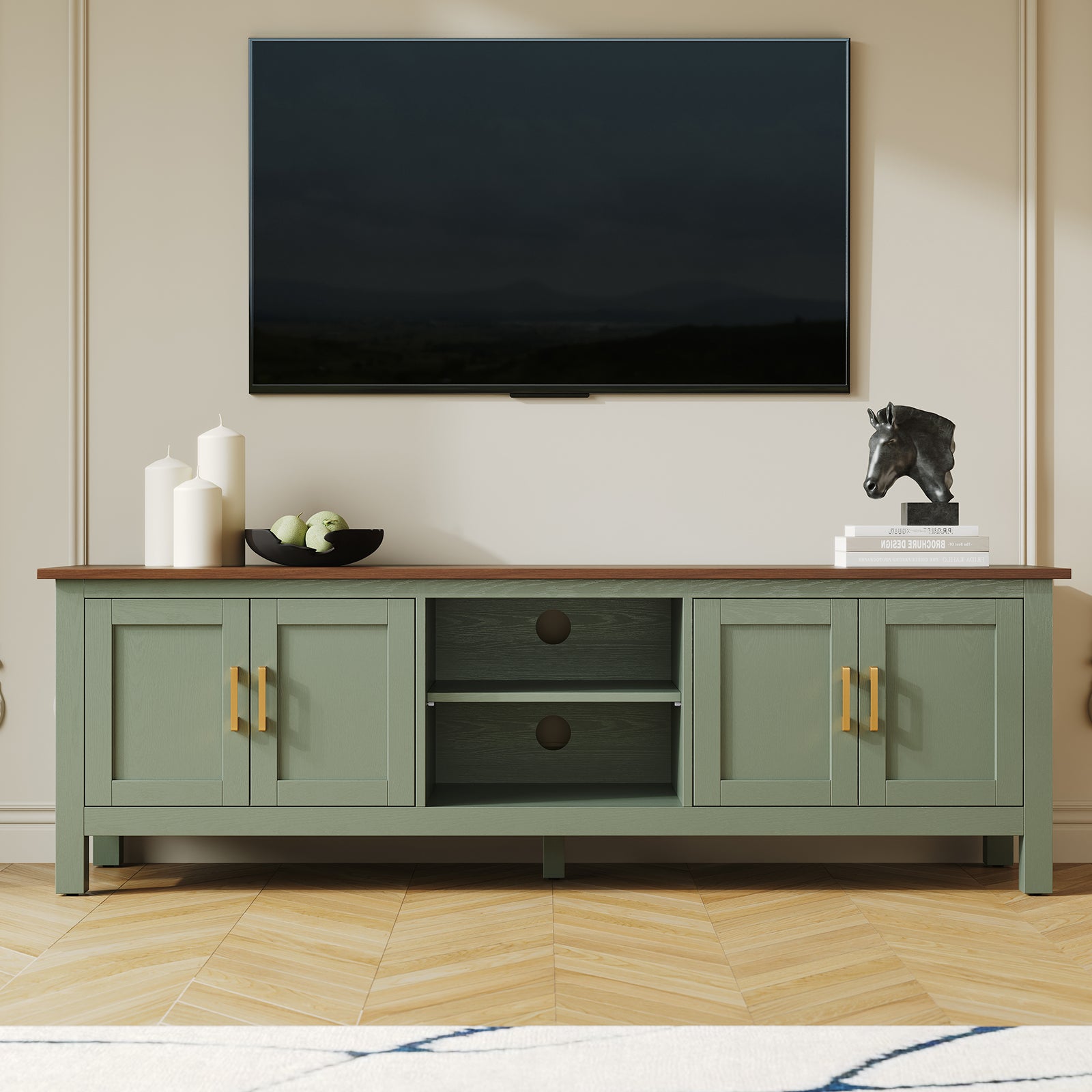 CBJCBJ Modern 63" TV Stand for TVs up to 70", Entertainment Center with Storage , for Living Room