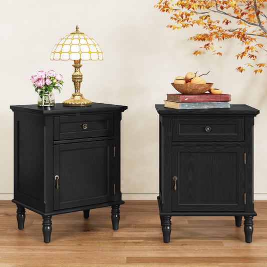 HLR® 25"H Nightstands Set of 2, Modern Retro Bedside Table with Drawer, End Table for Bedroom