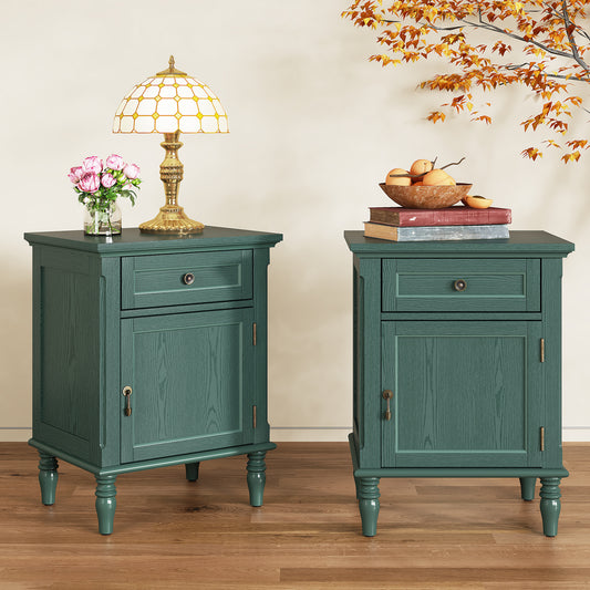 HLR® 25"H Nightstands Set of 2, Modern Retro Bedside Table with Drawer, End Table for Bedroom