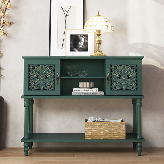 CBJCBJ 42'' Modern Retro Console Table, Entryway Table with Open Storage Shelf , for Living Room,Green
